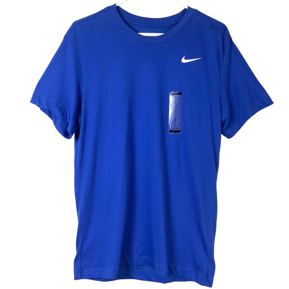 Nike Dri-FIT Blue Solid T-Shirt Small Pullover Crew Neck Short Sleeve Swoosh NEW